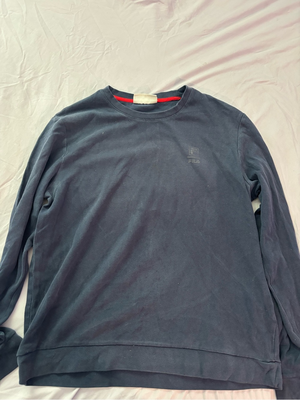Fila Men’s Dark Navy Crewneck Sweatshirt with Red Neck Trim